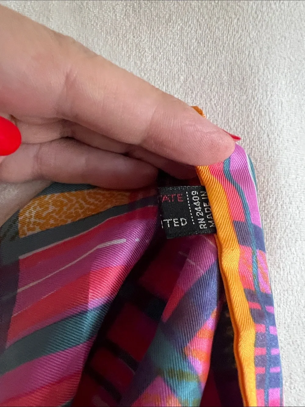 Vintage Colorful Plaid Silk Scarf Twill Orange Yellow Pink Teal Head/Neck Scarf